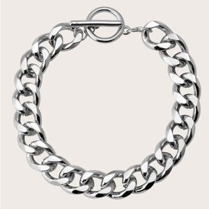 Silver Tone Chain Link Fashion Bracelet OT Toggle Clasp BR05